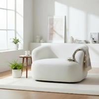 كرسي استرخاء ودوار قماش أبيض - بتصميم فاخر وأنيق *...