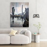 لوحة جدارية تجريدية مودرن انعكاس مدينة ليلي 80x120...