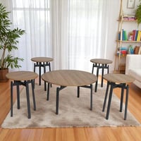 طقم طاولة ضيافة سطح خشب بني مع 4 خدمة