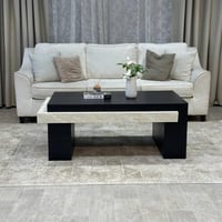 طاولة ضيافة خشب سنديان وبديل رخام أسود 130x70x50 س...