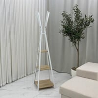 علاق ملابس 3 دور خشبي حديد أبيض - بتصميم فاخر وأني...