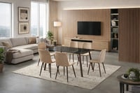 طقم طاولة طعام زجاج شفاف بتصميم فاخر وعصري 6 كراسي