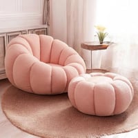 طقم 2 كراسي استرخاء قماش بوكلية لون وردي AN