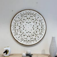 لوحة جدارية تجريدية مودرن نقش كلاسيك أبيض 80x80 سم