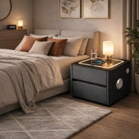 كومودينة حديثة، تصميم فاخر، سطح علوي زجاجي مع إضاء...