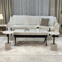 طقم طاولة ضيافة بديل الرخام مع 4 طاولات خدمة – تصم...