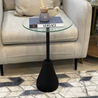 خدمة معدن أسود وزجاج شفاف 35x35x55 سم