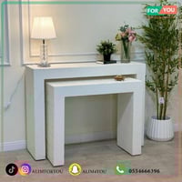 طقم طاولات مدخل - كونسول خشبي بلون أبيض