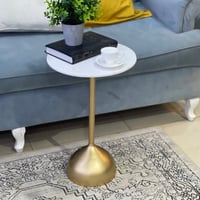 طاولة خدمة رخام سطح ابيض مع ذهبي