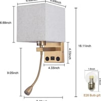 اضاءة جدارية ذهبية مودرن طربوش قماش مزود USB-C- اض...