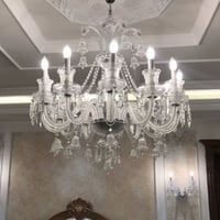 ثريا كلاسيك بكارات كريستال زجاج 30 لمبة فضي- اضاءة...