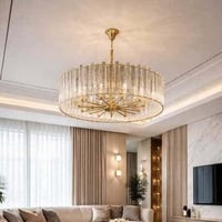 ثريا سقفية كريستال ذهبية-باحجام مختلفة- اضاءة ليد