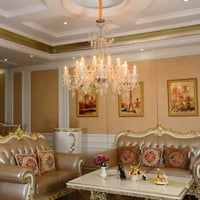 ثريا كلاسيك بكارات كريستال زجاج 30 لمبة فضي- اضاءة...