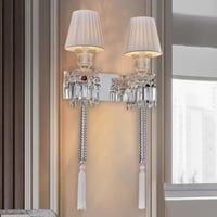 إضاءة جدارية فخمة فضية بقاعدة كريستال وأبجورات قما...