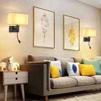 اضاءة جدارية مودرن اسود طربوش قماش مزود USB-C- اضا...