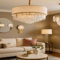 نجف سقف مودرن ذهبي مع كريستال شفاف