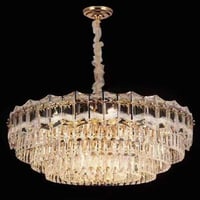 نجف سقف مودرن ذهبي مع كريستال شفاف