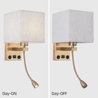 اضاءة جدارية ذهبية مودرن طربوش قماش مزود USB-C- اض...