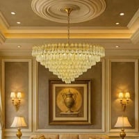 ثريا كريستال سقفية مودرن لونين ذهبي وفضي– تصميم فا...