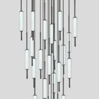 ثريات قبب مودرن لون اسود نزول 6 متر 3 اضاءات ليد