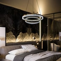 نجفة مودرن دائرية 3 اضاءات ليد 60 سم + 80 سم