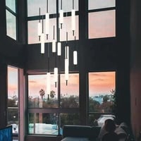 ثريات قبب مودرن لون اسود نزول 6 متر 3 اضاءات ليد