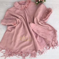 شال شتوي نسائي صوف اطراف فرو