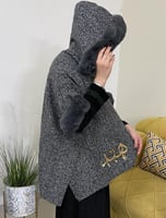 شال شتوي نسائي صوف اطراف فرو