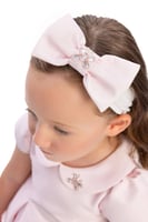 فستان مواليد بكشكشه تل بجانب واحد مع ربطة شعر