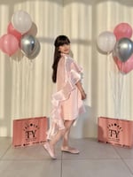 فستان وردي مميز وانيق قطعتين