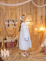 فستان للسن المحير بورود بارزه على الصدر