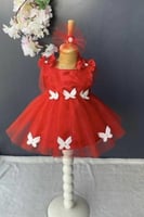 فستان مواليد تركي 0-3 مع ربطه وجزمة وبربتوز قطن