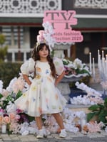 فستان بطبعات مميزه، مع طوق وشنطة