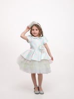 فستان طبقات ملون مع طوق تبدأ المقاسات من 6 اشهر