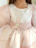 فستان الفيونكات اورقنزا وردي + شنطة وطوق