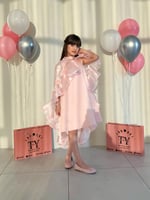 فستان وردي مميز وانيق قطعتين