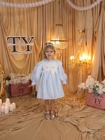 فستان مواليد ازرق بورود بارزه