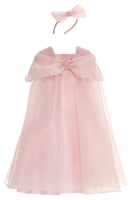 فستان وردي راقي بتفاصيل لولو مع طوق شعر