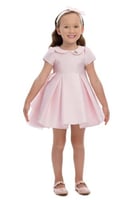 فستان مواليد بكشكشه تل بجانب واحد مع ربطة شعر