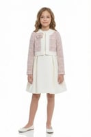 فستان بجاكيت وردي للسن المحير