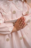 فستان بحزام فضي