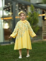 فستان اصفر مشجر