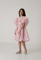 فستان فخم بحزام فضي متوفر لونين