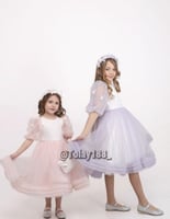 فستان الفراشات متوفر لونين مع طوق وشنطة