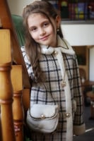 معطف شتوي تويد مبطن فرو من الداخل مع شنطة