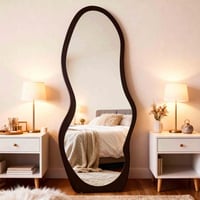 مرايا فنية مودرن بإطار خشب بني محرق