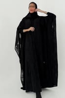 عباية شيفون مُشجّر مبطنة بكريب ملكي