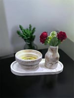 طقم رخامي بني مكون من ( صينيه - مزهريه - مبخره )