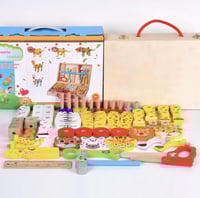 صندوق أدوات تجميع الحيوانات الخشبي