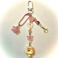 Pink donut cat keychain